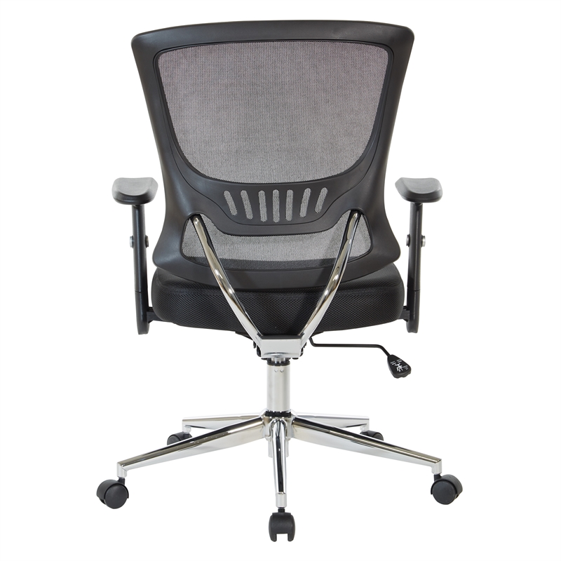 Scranton & Co Black Mesh Back Task Chair with Chrome Base and Locking Tilt
