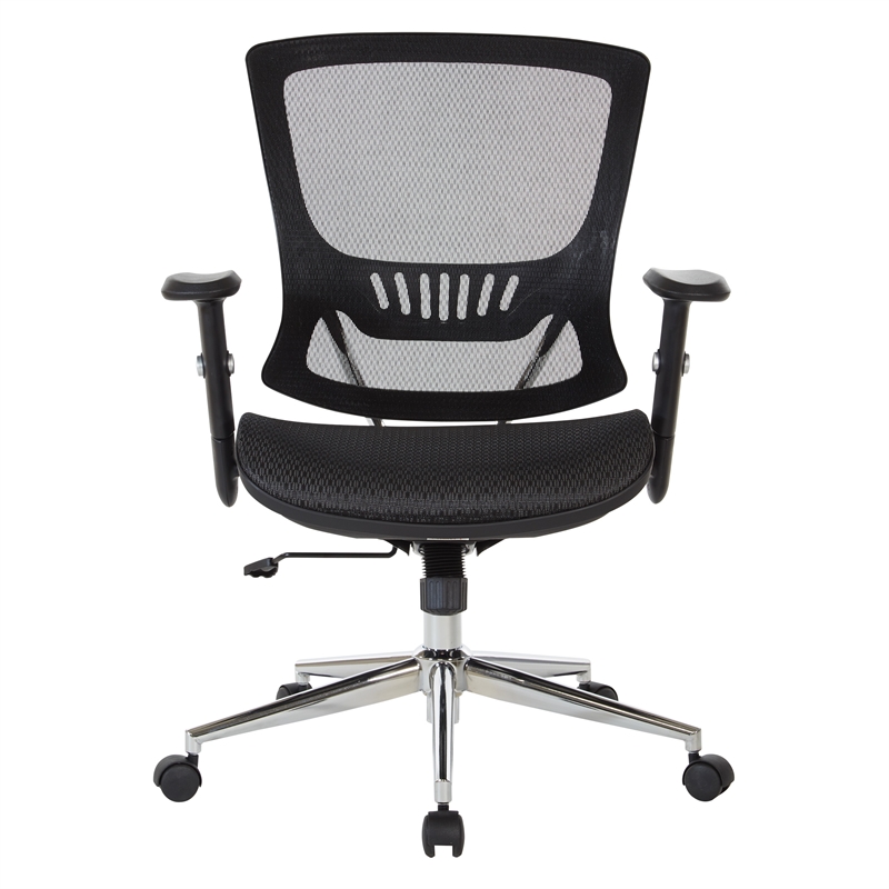 Scranton & Co Black Mesh Screen Back Manager's Chair with Adjustable Arms