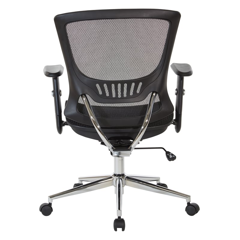 Scranton & Co Black Mesh Screen Back Manager's Chair with Adjustable Arms