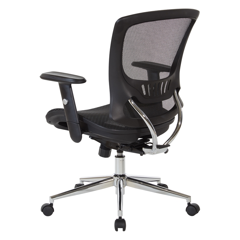 Scranton & Co Black Mesh Screen Back Manager's Chair with Adjustable Arms