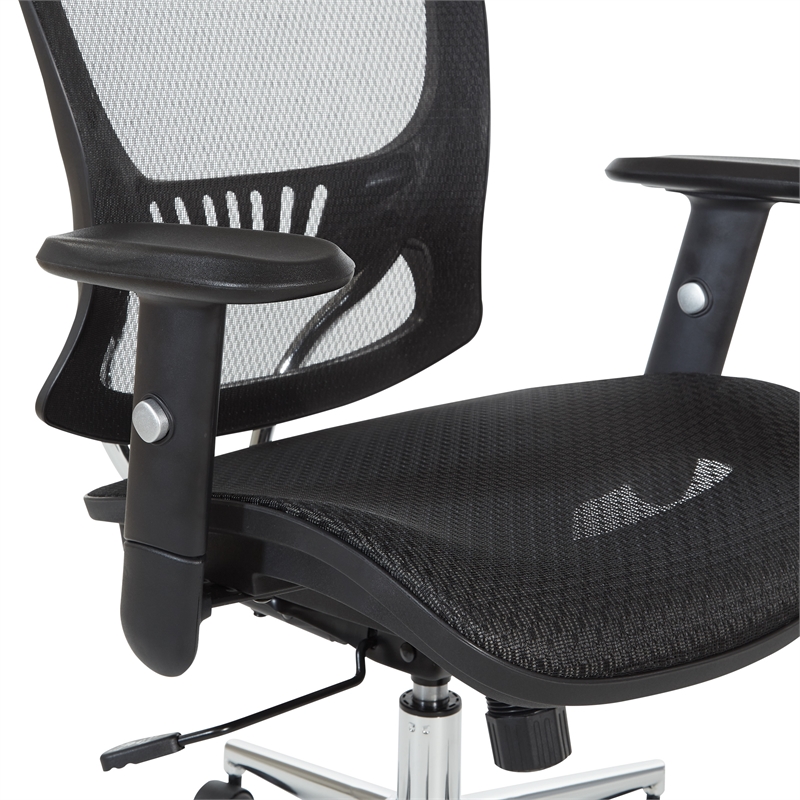 Scranton & Co Black Mesh Screen Back Manager's Chair with Adjustable Arms