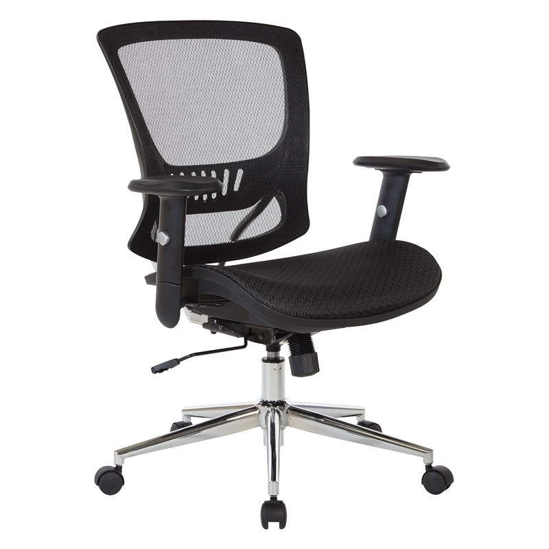 Scranton & Co Black Mesh Screen Back Manager's Chair with Adjustable Arms