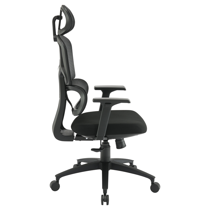 Scranton & Co Black Mesh Back Office Chair with Headrest and Adjustable Arms