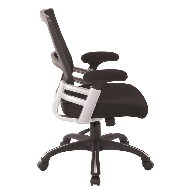 Scranton & Co Black Mesh Back Manager's Chair with Fabric Padded Arms