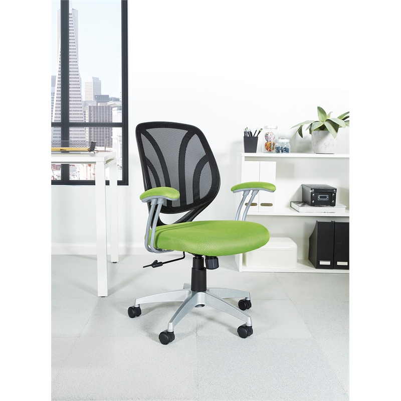 Scranton & Co Green Mesh Screen Back Task Chair with Silver Arms and Base