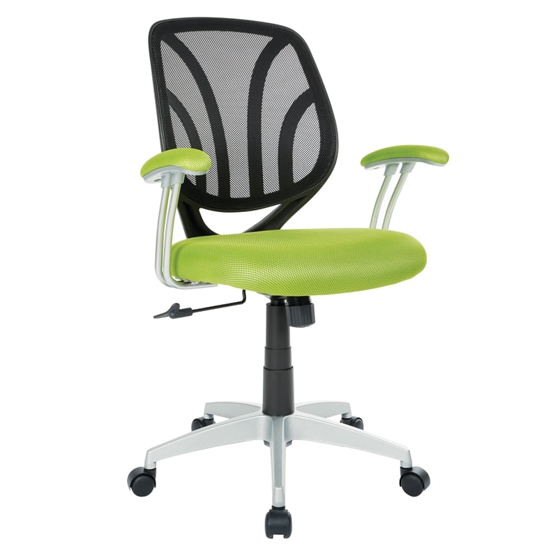 Scranton & Co Green Mesh Screen Back Task Chair with Silver Arms and Base