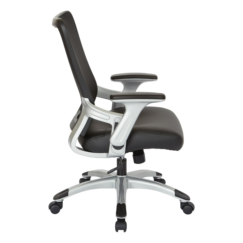 Scranton & Co Mesh Screen Back Office Chair in Black Faux Leather Seat