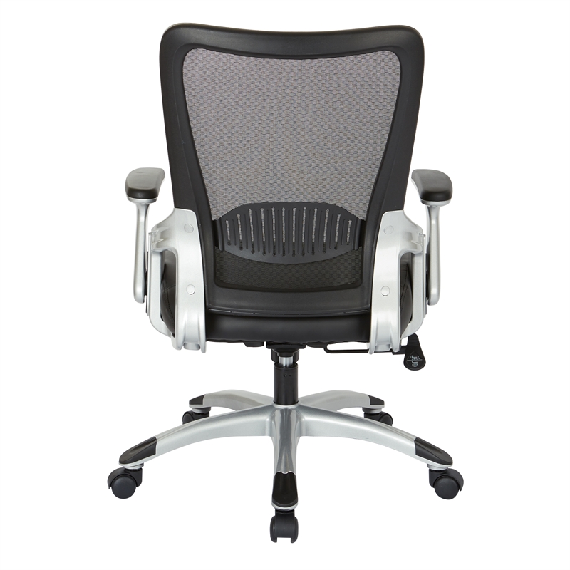 Scranton & Co Mesh Screen Back Office Chair in Black Faux Leather Seat