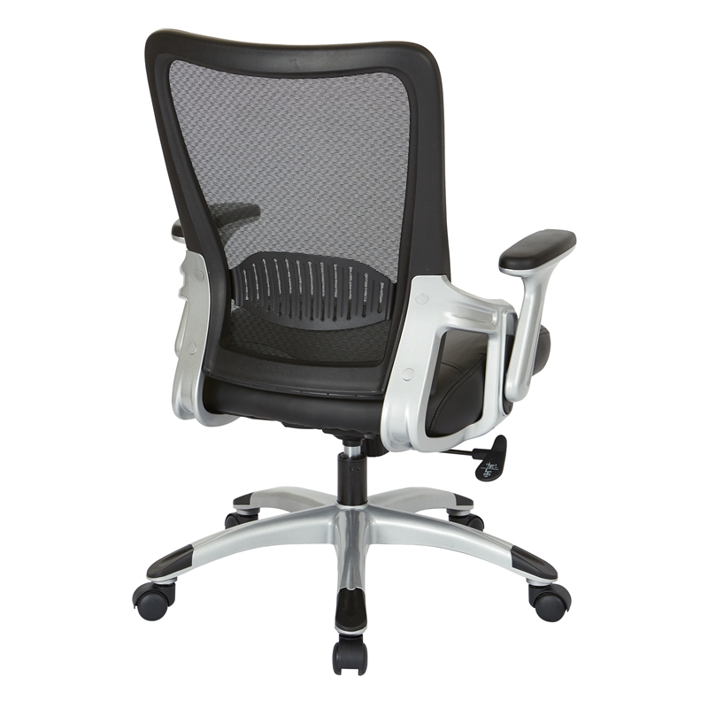 Scranton & Co Mesh Screen Back Office Chair in Black Faux Leather Seat