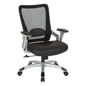 Scranton & Co Mesh Screen Back Office Chair in Black Faux Leather Seat