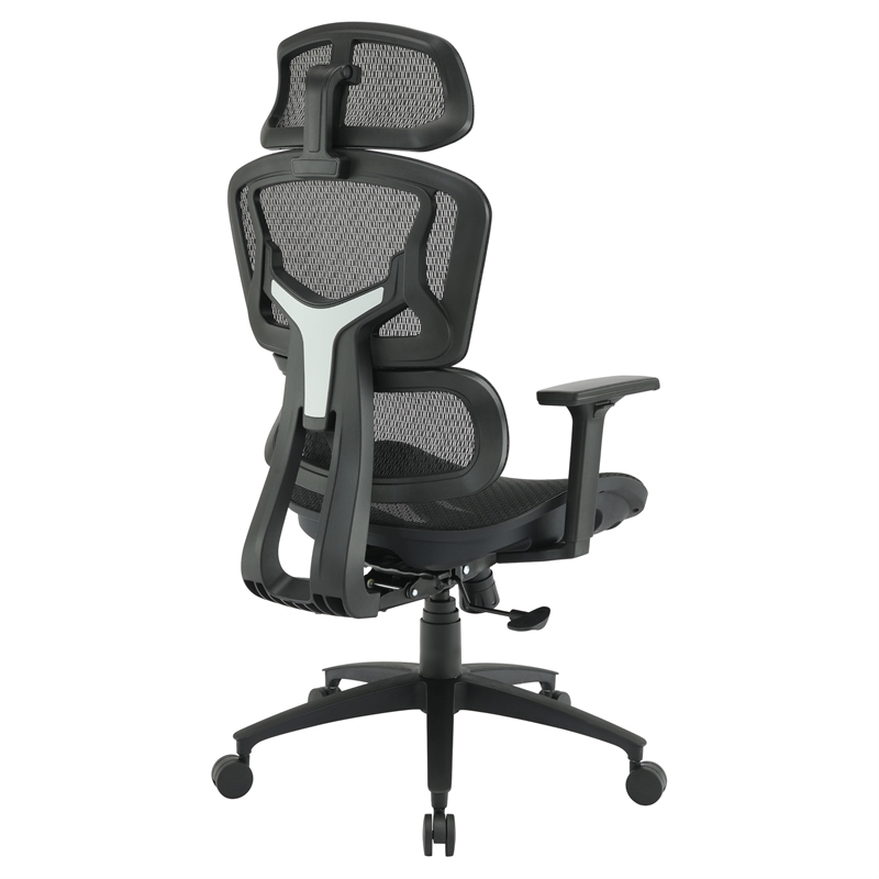 Scranton & Co Black Mesh Back Office Chair with Headrest and Adjustable Arms
