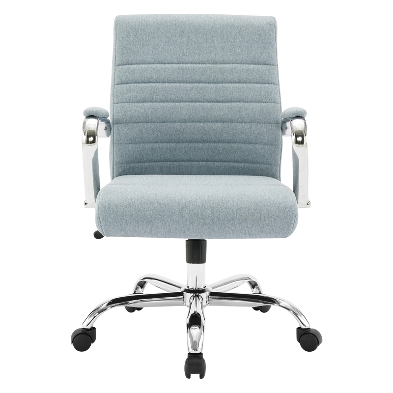 Scranton & Co Mid-Back Blue Fabric Office Chair with Channel Tufting