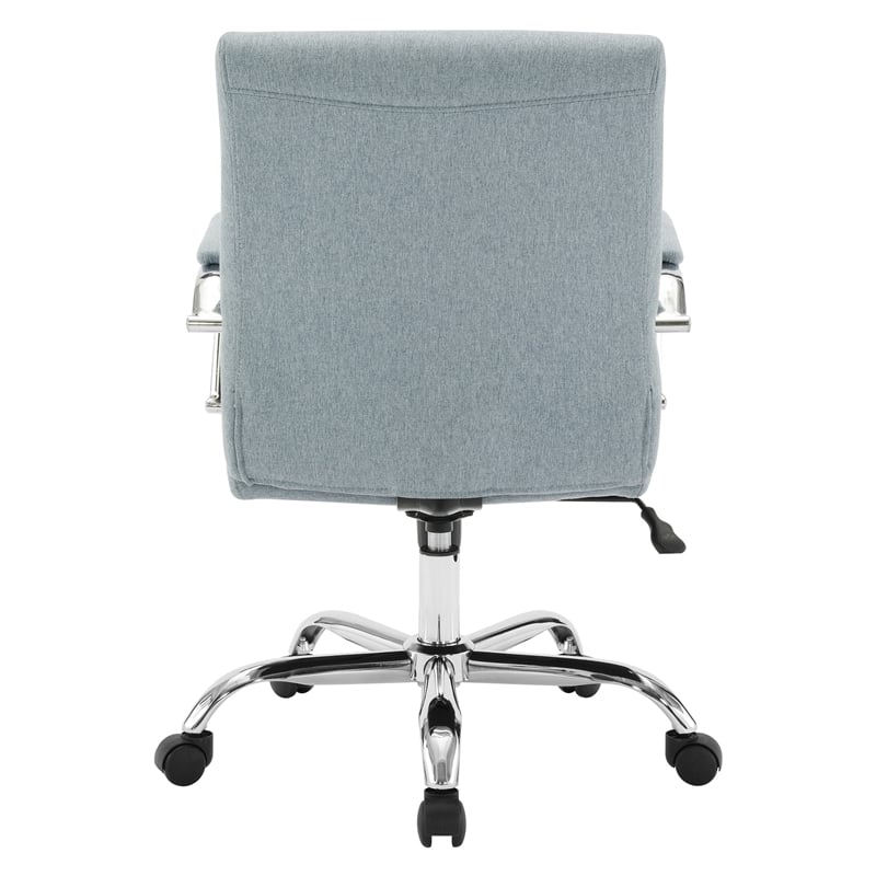 Scranton & Co Mid-Back Blue Fabric Office Chair with Channel Tufting