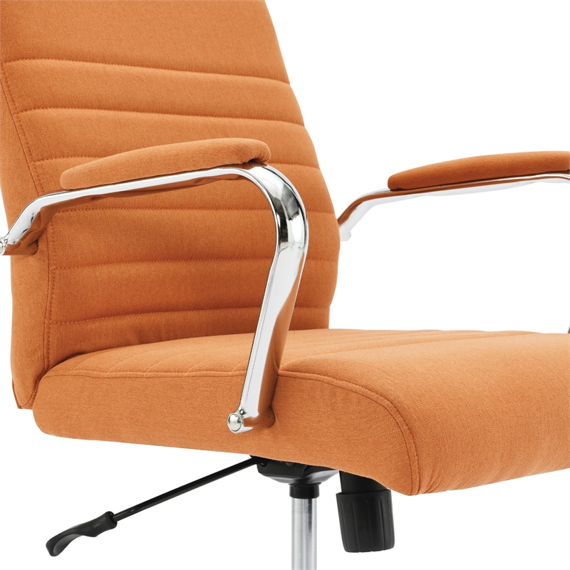 Scranton & Co Mid-Back Nutmeg Orange Fabric Office Chair Channel Tufted