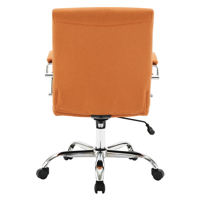 Scranton & Co Mid-Back Nutmeg Orange Fabric Office Chair Channel Tufted