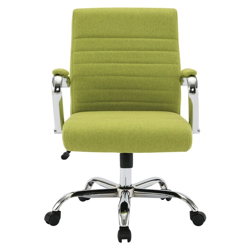 Scranton & Co Mid-Back Channel Tufted Office Chair in Basil Green Fabric