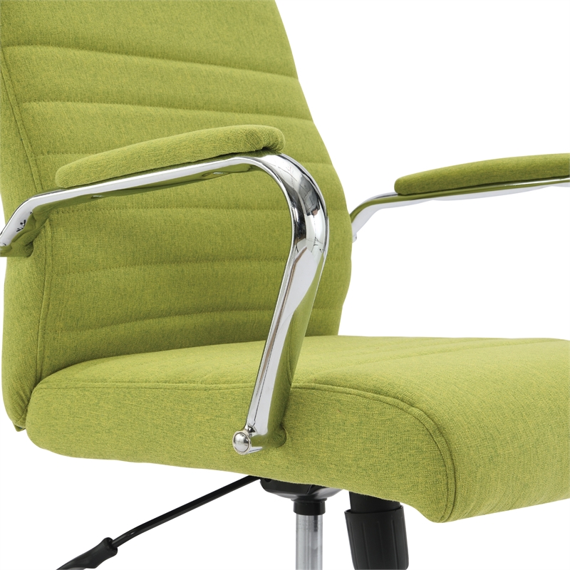 Scranton & Co Mid-Back Channel Tufted Office Chair in Basil Green Fabric