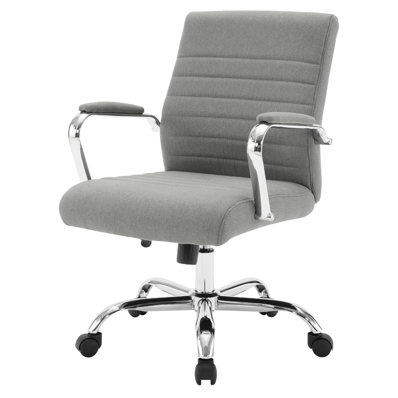 Scranton & Co Mid-Back Channel Tufted Office Chair in Gray Fabric