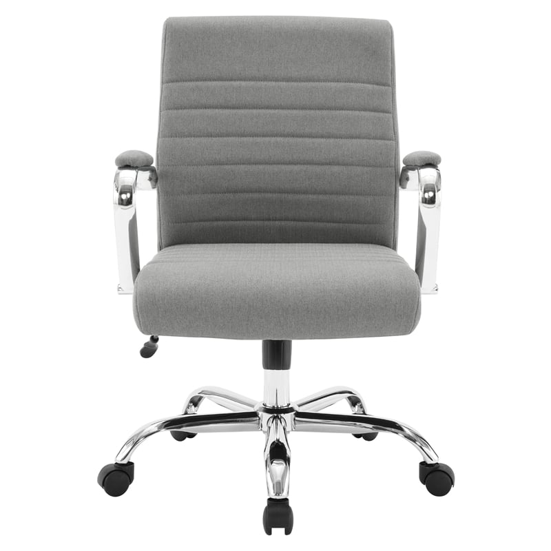 Scranton & Co Mid-Back Channel Tufted Office Chair in Gray Fabric