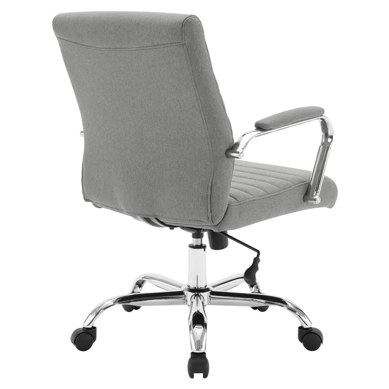 Scranton & Co Mid-Back Channel Tufted Office Chair in Gray Fabric