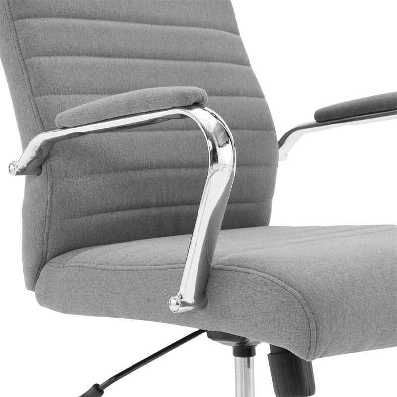 Scranton & Co Mid-Back Channel Tufted Office Chair in Gray Fabric