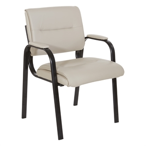 Scranton & Co Guest Chair in Taupe Faux Leather with Black Steel Frame