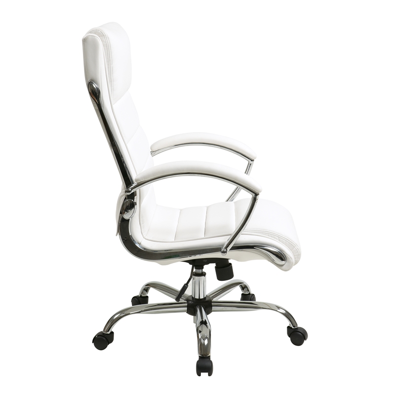 Scranton & Co Executive Office Chair in White Faux Leather with Chrome Base