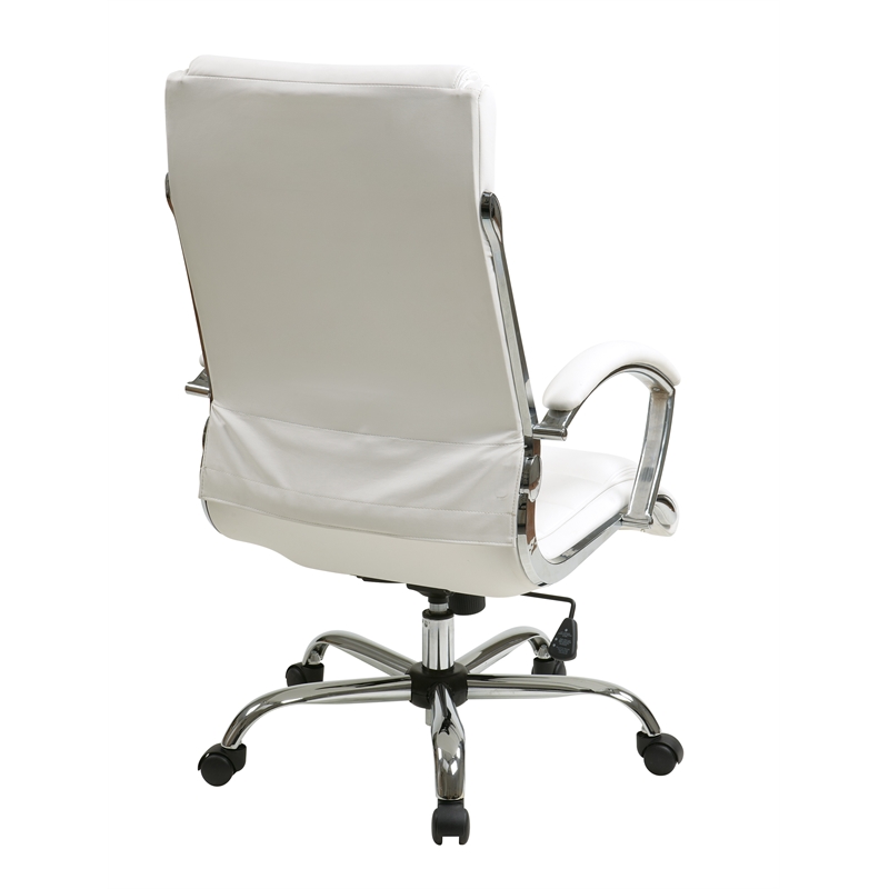 Scranton & Co Executive Office Chair in White Faux Leather with Chrome Base
