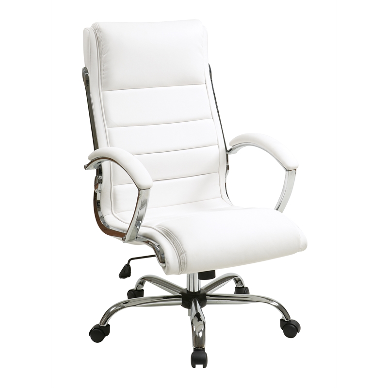 Scranton & Co Executive Office Chair in White Faux Leather with Chrome Base