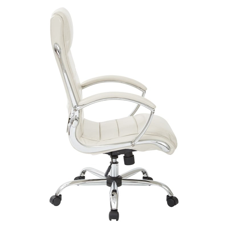 Scranton & Co Executive Office Chair in Cream Faux Leather with Chrome Base