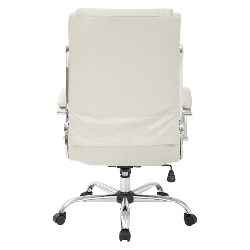 Scranton & Co Executive Office Chair in Cream Faux Leather with Chrome Base