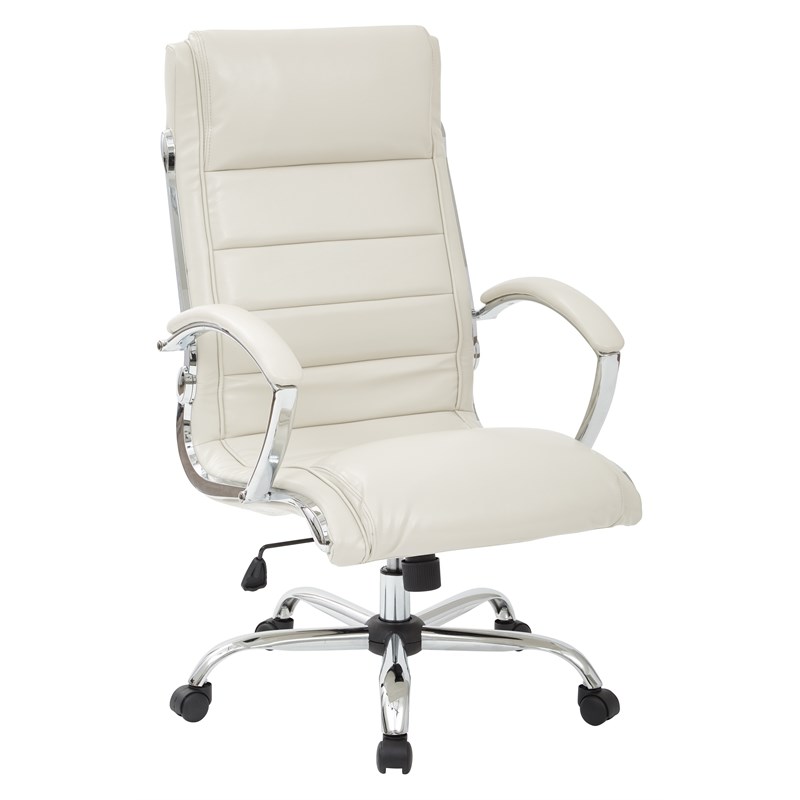 Scranton & Co Executive Office Chair in Cream Faux Leather with Chrome Base