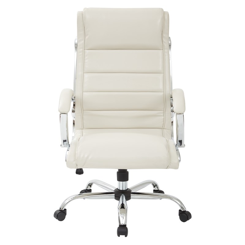 Scranton & Co Executive Office Chair in Cream Faux Leather with Chrome Base