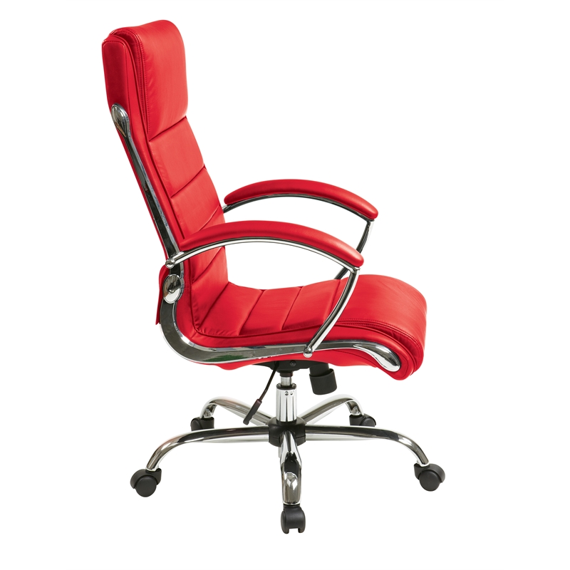 Scranton & Co Executive Office Chair in Red Faux Leather with Chrome Base