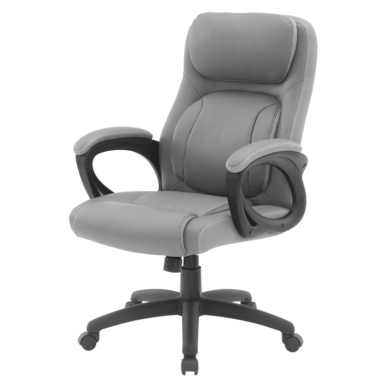 Scranton & Co Manager's Chair in Taupe Faux Leather with Gray Mesh Accents