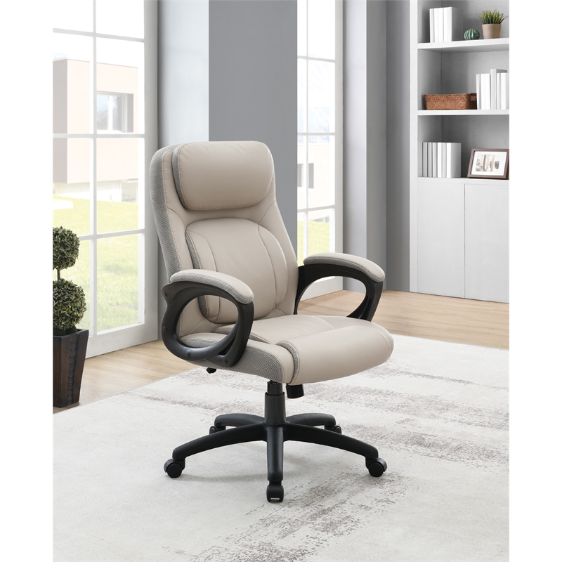 Scranton & Co Manager's Chair in Charcoal Gray Faux Leather with Mesh Accents