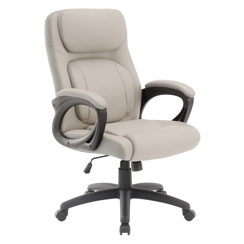 Scranton & Co Manager's Chair in Charcoal Gray Faux Leather with Mesh Accents