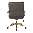 Scranton & Co Mid-Back Office Chair in Black Faux Leather with Gold Base
