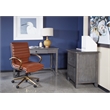 Scranton & Co Mid-Back Saddle Brown Faux Leather Chair with Gold Finish