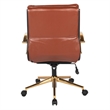 Scranton & Co Mid-Back Saddle Brown Faux Leather Chair with Gold Finish