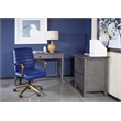 Scranton & Co Mid-Back Navy Faux Leather Chair with Gold Finish Arms