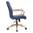 Scranton & Co Mid-Back Navy Faux Leather Chair with Gold Finish Arms