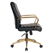 Scranton & Co Mid-Back Black Faux Leather Chair with Gold Finish Arms