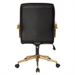 Scranton & Co Mid-Back Black Faux Leather Chair with Gold Finish Arms