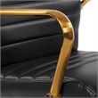 Scranton & Co Mid-Back Black Faux Leather Chair with Gold Finish Arms