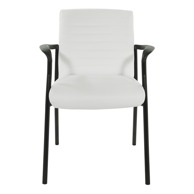 Scranton & Co Guest Chair in White Faux Leather with Black Frame