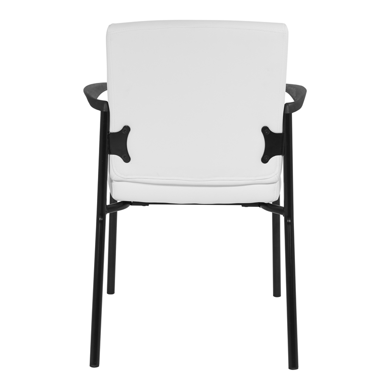 Scranton & Co Guest Chair in White Faux Leather with Black Frame