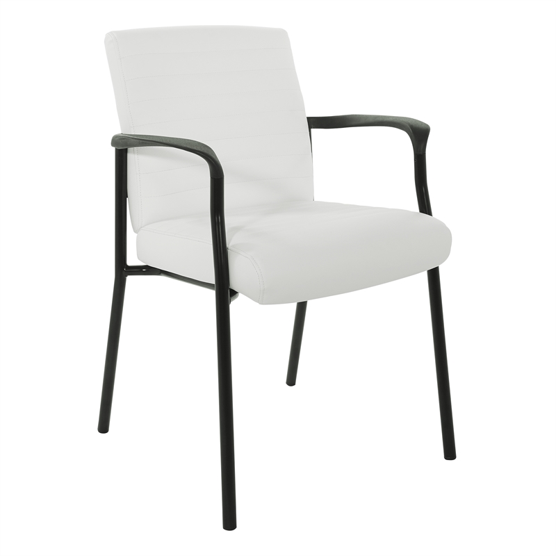 Scranton & Co Guest Chair in White Faux Leather with Black Frame