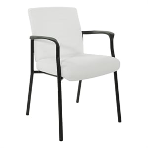 Scranton & Co Guest Chair in White Faux Leather with Black Frame