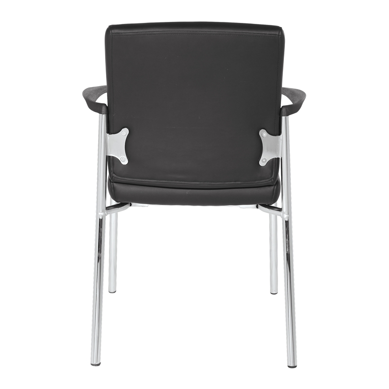 Scranton & Co Black Faux Leather Guest Chair with Chrome Frame